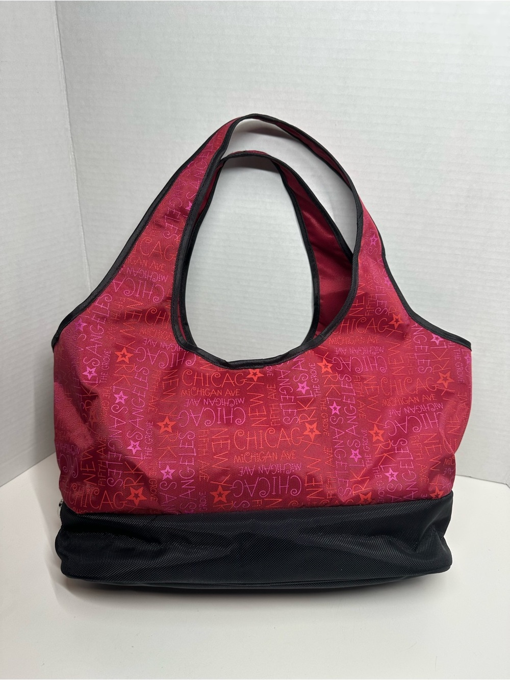 American Girl Red-Pink Patterned Tote with Black Base - Picture 13 of 14